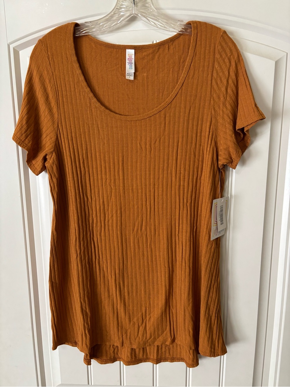 LuLaRoe Short Sleeve Ribbed Scoop Top - Rust Orange